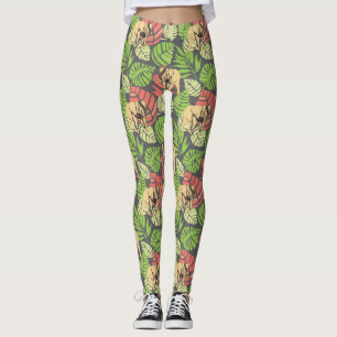 Legging Folhas da selva e elefantes exóticos 2