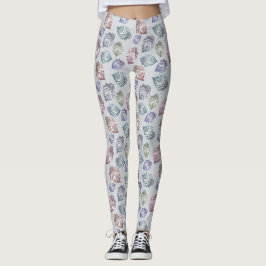 Legging Folhas de abertura sobre fundo de cinza leve