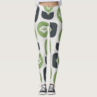 Legging Folhas de Abstrato retrô: Estilo de Vintagem sem c