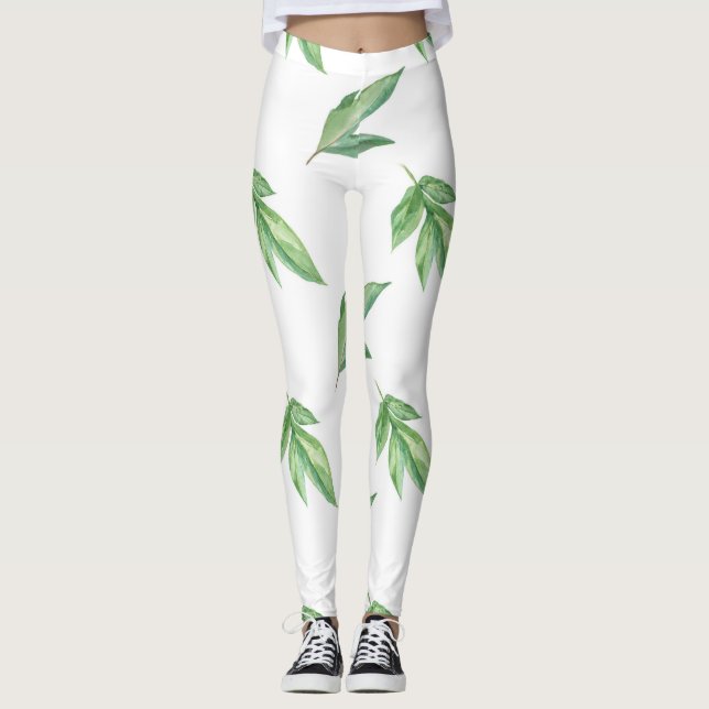Legging folhas de aquarela (Frente)