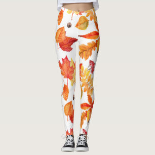 Legging Folhas de aquarela, padrão natural sem costura.