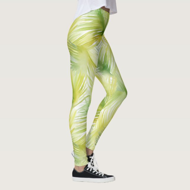 Legging Folhas de Aquarela Tropicais (Direita)