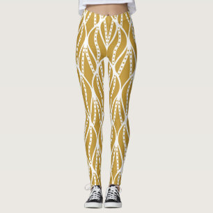 Legging Folhas de Art Deco, padrão clássico sem costura.