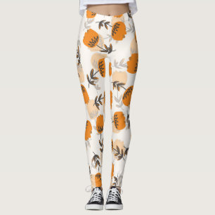 Legging Folhas de Arte Folclórica Estilo Escandinavo