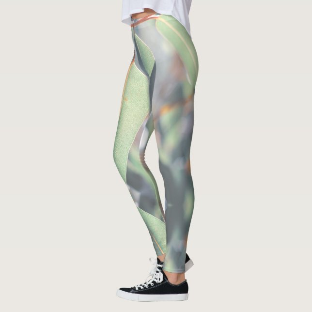 Legging Folhas de árvore de eucalipto verde pálido (Esquerda)