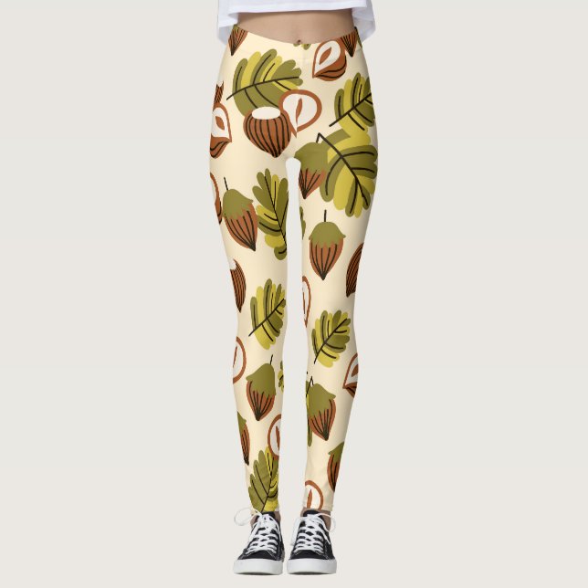 Legging Folhas de avelã Acorns Sem Semente Padrão (Frente)