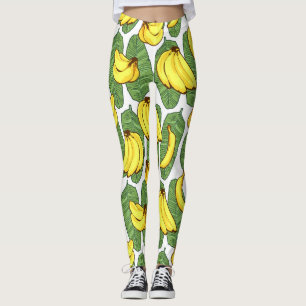 Legging Folhas de Banana: Padrão de Fruta Tropical