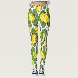 Legging Folhas de Banana: Padrão de Fruta Tropical