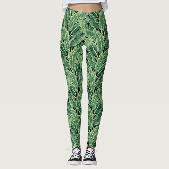 Legging Folhas de Banana Tropical Verde (Frente)