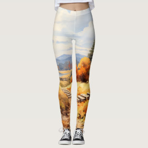 Legging Folhas de Bombeiros Rodoviários de Aquarela