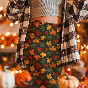 Legging Folhas de bordo de outono caem verdes