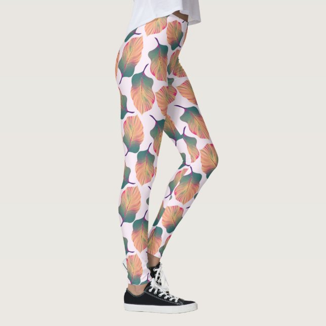 Legging Folhas de Canna Tropicanna em Pastel (Direita)