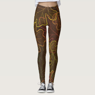 Legging Folhas De Carvalho Transparentes, Padrão De Outono