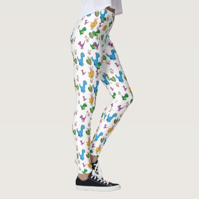 Legging Folhas de Dinossauro Engraçadas (Direita)