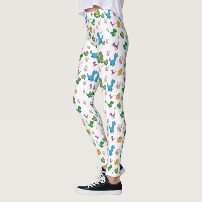 Legging Folhas de Dinossauro Engraçadas (Esquerda)