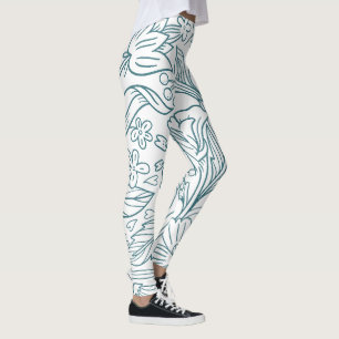 Legging Folhas de Hibisco Florais Simples e Elegantes