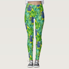 Legging Folhas de Junta de Praia Verde Tropical