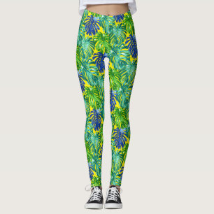 Legging Folhas de Junta de Praia Verde Tropical