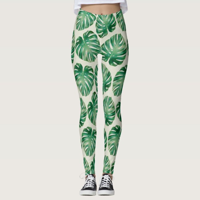 Legging Folhas de Monstera (Frente)