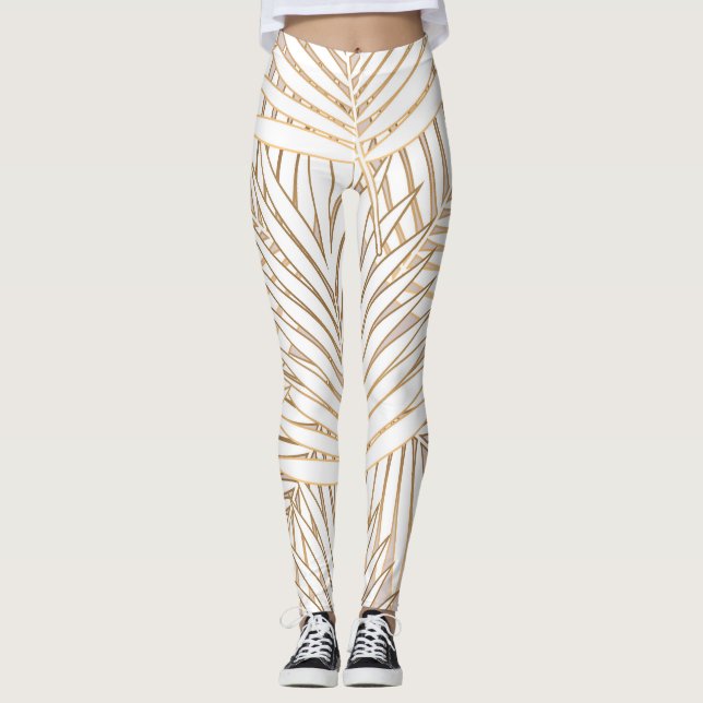 Legging Folhas de ouro: deco de arte. (Frente)