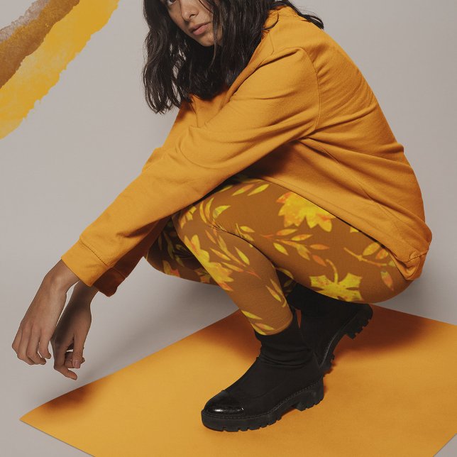 Legging Folhas de outono brilhantes (Criador carregado)