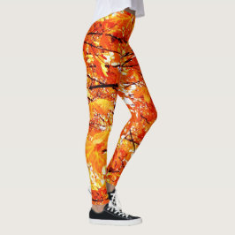 Legging Folhas de outono em queda, laranja com leguminosas