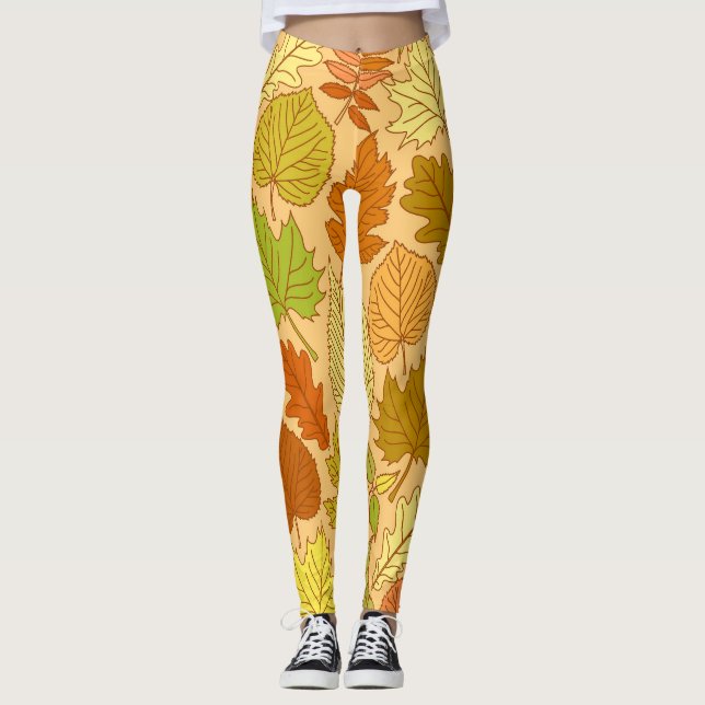 Legging Folhas de outono: impressão de tecido sem costura (Frente)