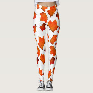 Legging Folhas de outono Laranja Folhas