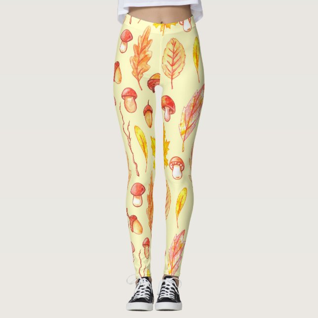 Legging Folhas de outono: Papel de Wallpaper Retroativo de (Frente)