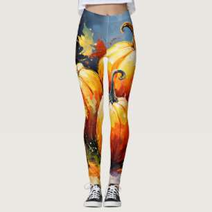 Legging Folhas de outono Russas Coloridas de Bombaim