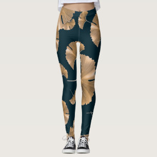 Legging Folhas de palma de ginja tropical, padrão havaiano