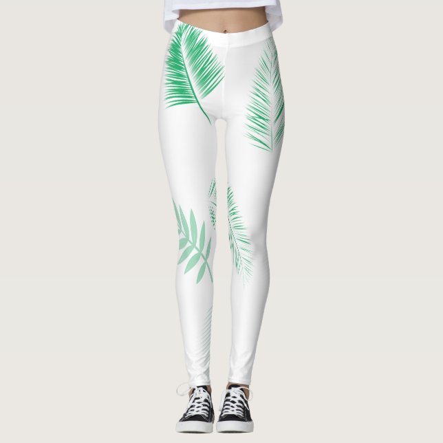 Legging Folhas de palma verde (Frente)