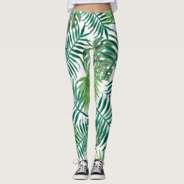 Legging Folhas de palmeira tropical moderna