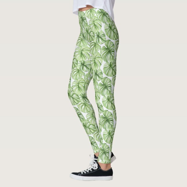 Legging Folhas de Palmeira Verde Tropical (Esquerda)