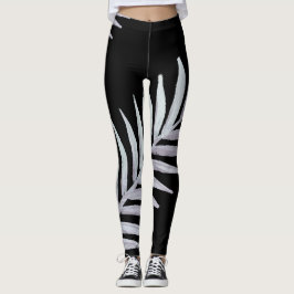 Legging folhas de prata em aquarela
