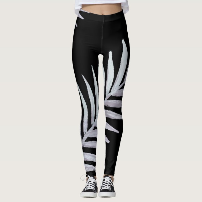 Legging folhas de prata em aquarela (Frente)