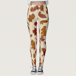 Legging Folhas de queda do outono no creme feito sob