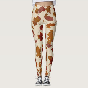 Legging Folhas de queda do outono no creme feito sob