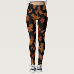 Legging Folhas de queda do outono no preto feito sob