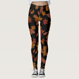 Legging Folhas de queda do outono no preto feito sob