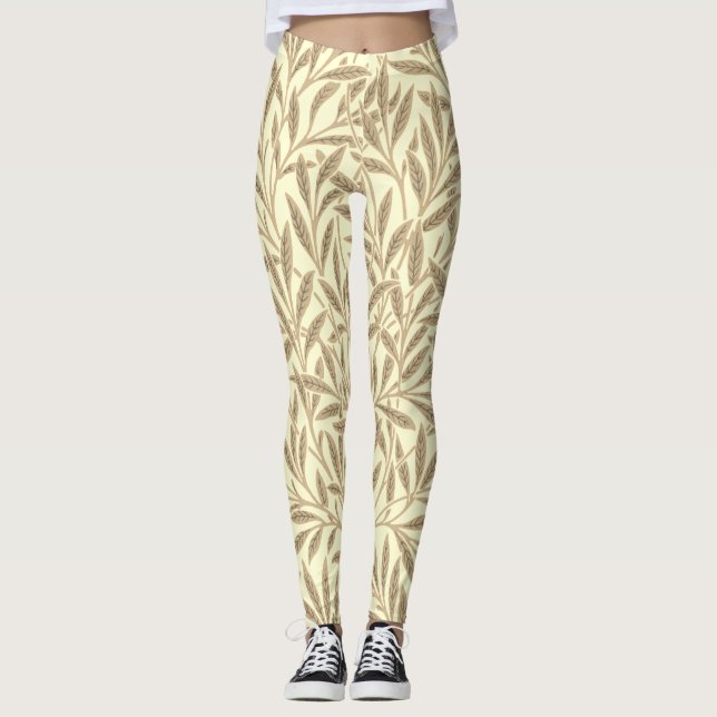 Legging Folhas de Salgueiro Botânico Sépia Vintage (Frente)