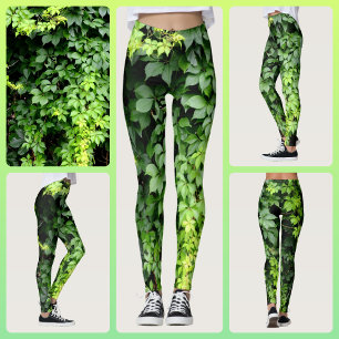 Legging Folhas de Videira de Hera Verde Luxuriante Fotográ