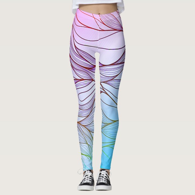 Legging Folhas e design de flores modernas (Frente)