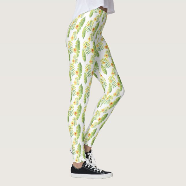 Legging Folhas e flores tropicais amarelas e verdes (Direita)