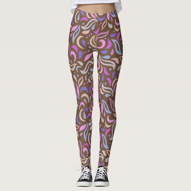 Legging Folhas e Rolamentos de Padrões (Frente)