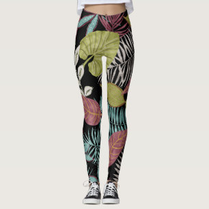 Legging Folhas escuras tropicais: Design de padrão têxtil