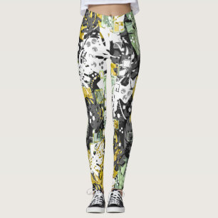 Legging Folhas exóticas da selva tropical sem costura abs