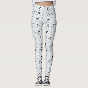 Legging Folhas Flores de Cinza Branca Negra