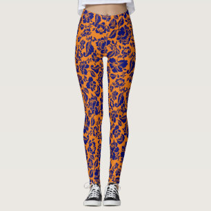 Legging Folhas padrão.13.bw Laranja BG