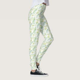 Legging Folhas tropicais amarelas e verdes